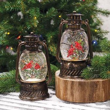 Lighted Cardinal Water Globe Lantern, Set of 2 - The Fox Decor